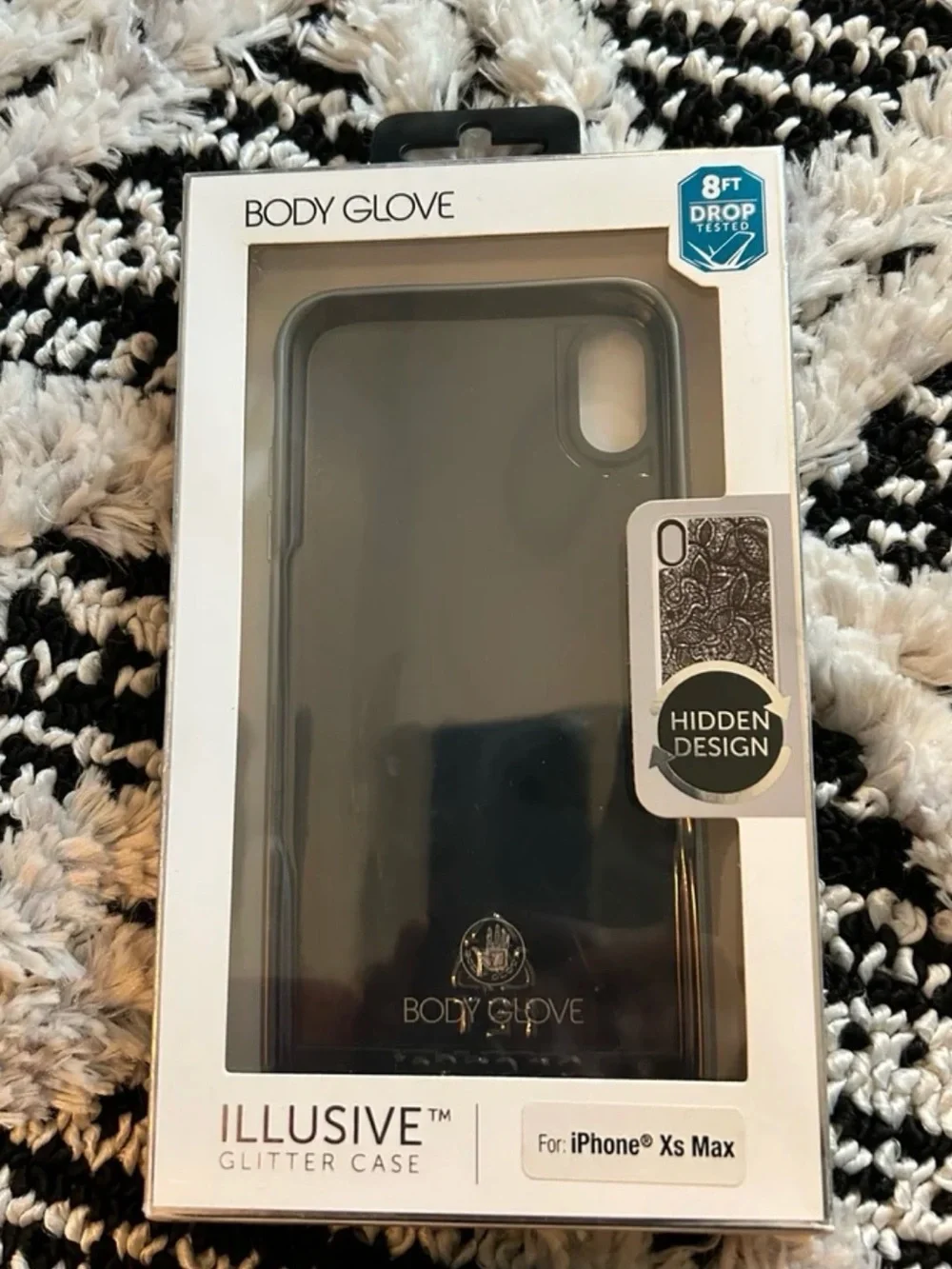 iPhone XS Max phone case brand new - open box - black and silver glitter